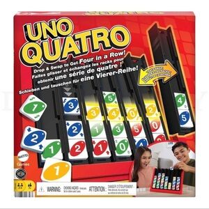 Mattel Games UNO Quatro Game with Colored Tiles & Plastic Grid for Family